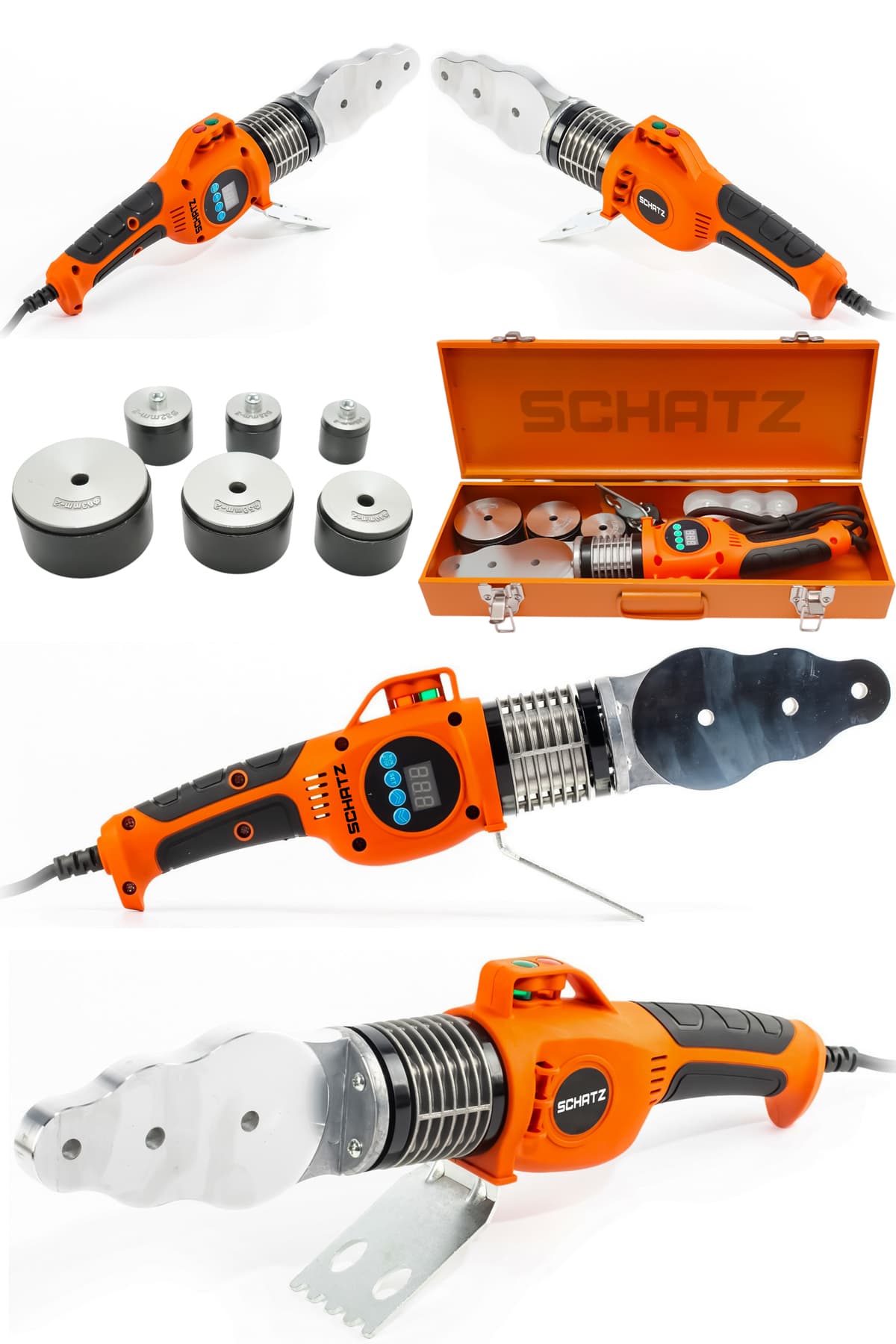 Profesyonel 1000 Watt Dijital Göstergeli Sjs Metal Şanzıman Pprc Pvc Boru Kaynak Makinesi Turuncu