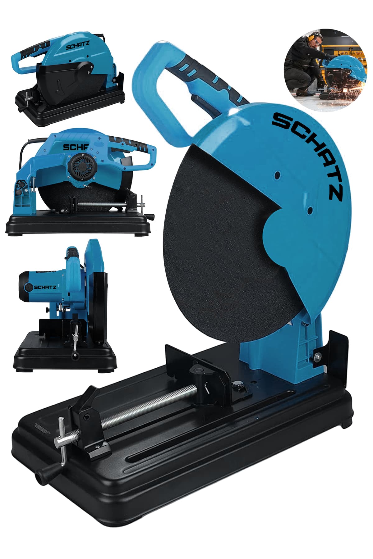 2000W Bakır Sargılı Metal Şanzıman 355 Mm Profil Metal Kesme Makinesi Mavi