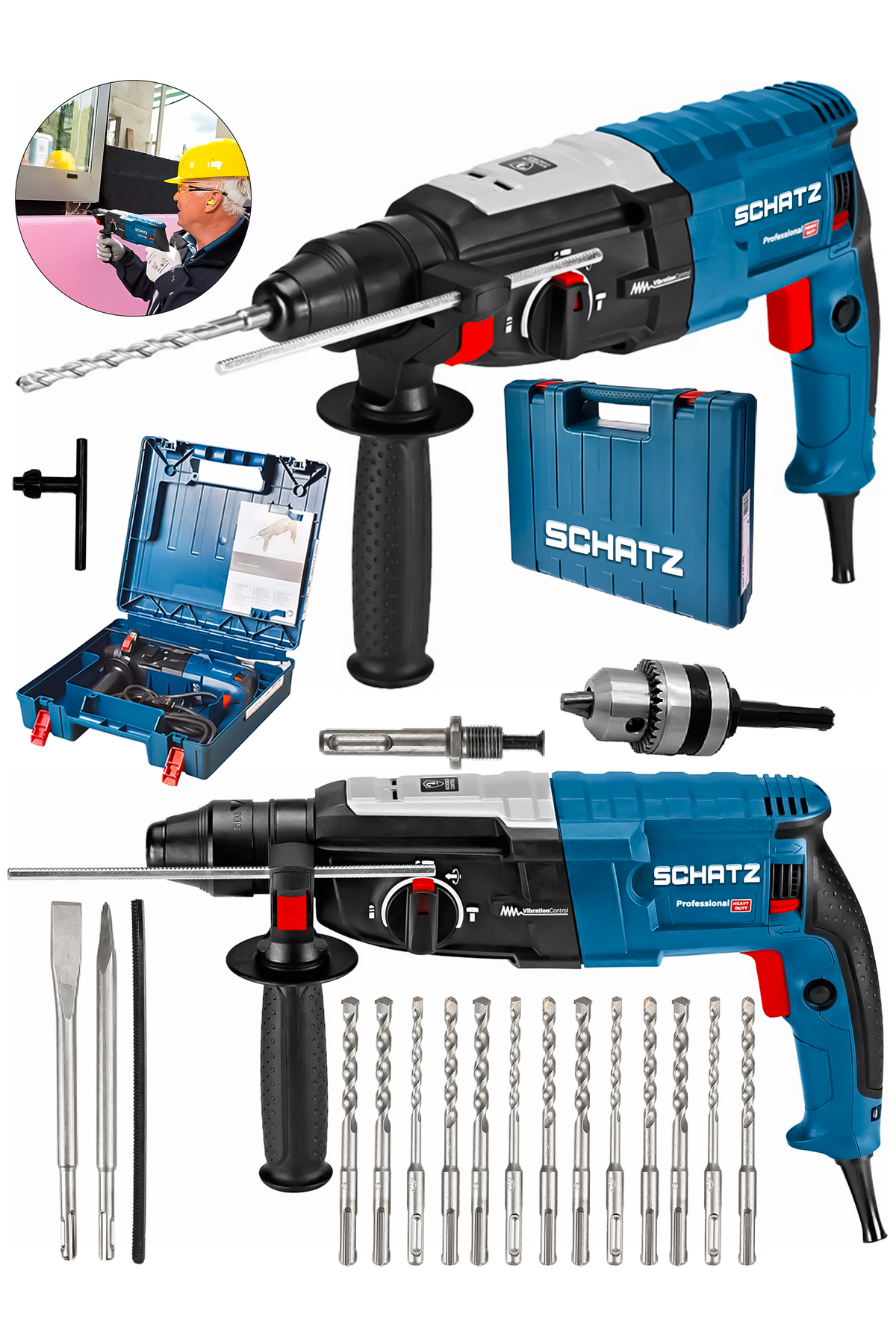 Profesyonel 850W Metal Şanzıman 2-28mm Kırıcı Delici Hilti Elektrikli Darbeli Matkap + 15 Uç - 2. görünüm