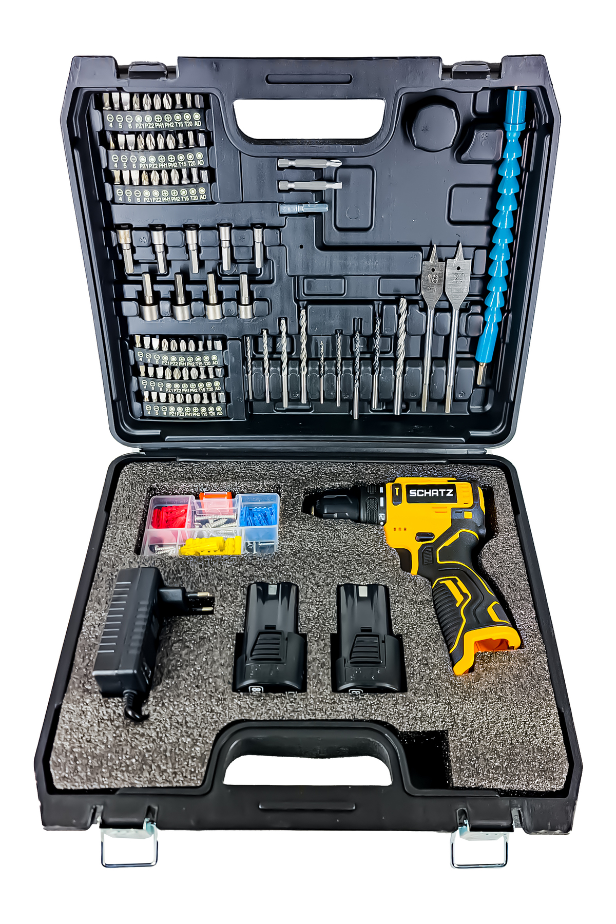 Profesyonel 12v Kömürsüz Motor Çift Akülü Şarjlı Vidalama Matkap 84 Parça Set Sarı - 3. görünüm