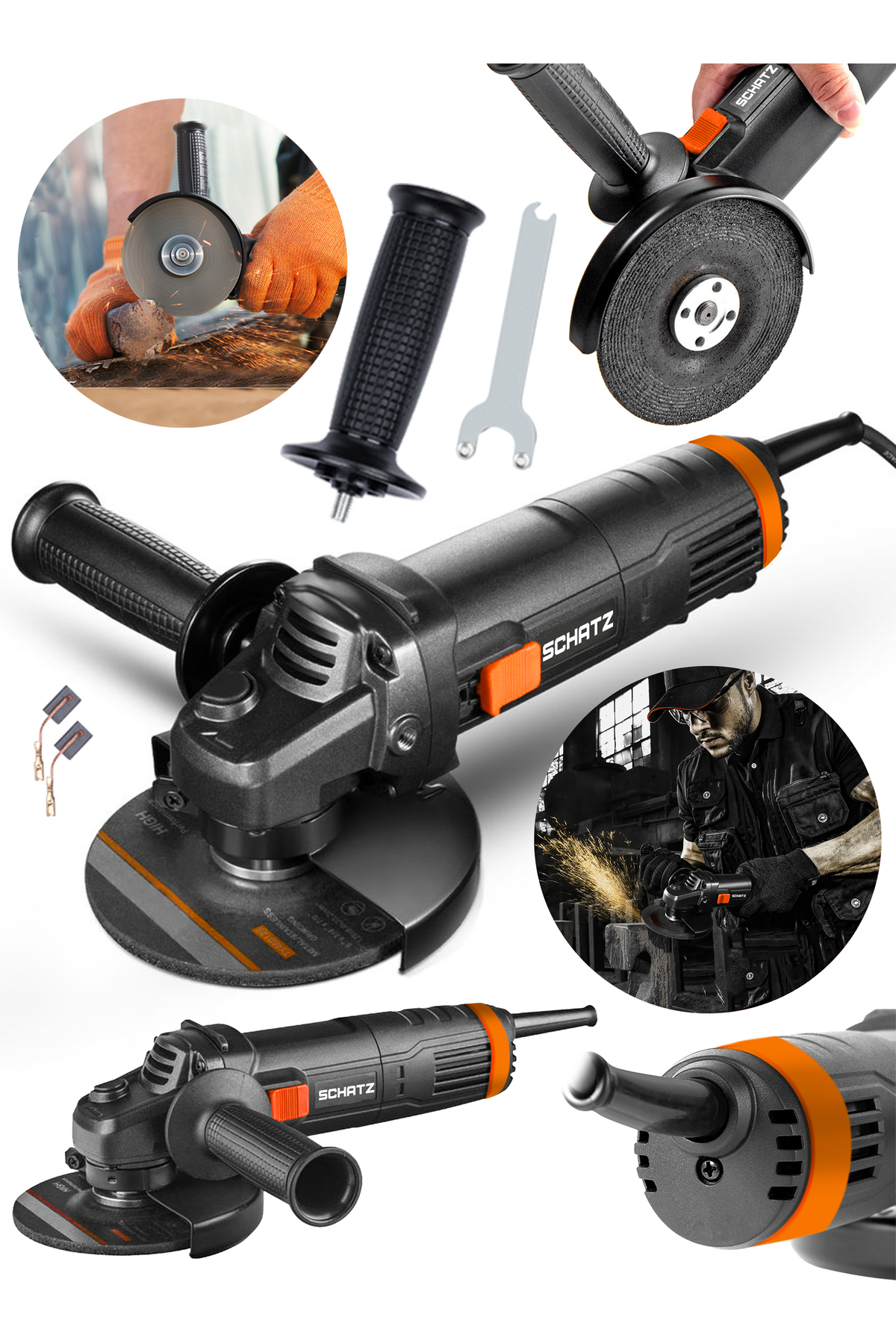 750w Metal Şanzıman Bakır Sargılı Avuç İçi Taşlama Demir Metal Kesme Makinesi Siyah Spiral 125 mm ürün görseli