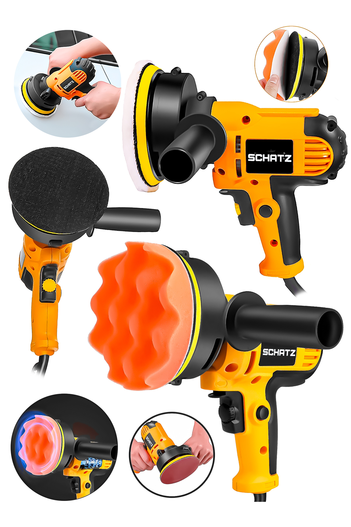 450w Elektrikli 125 mm Dikey Polisaj Zımpara Makinesi Sarı S02125 - 2. görünüm