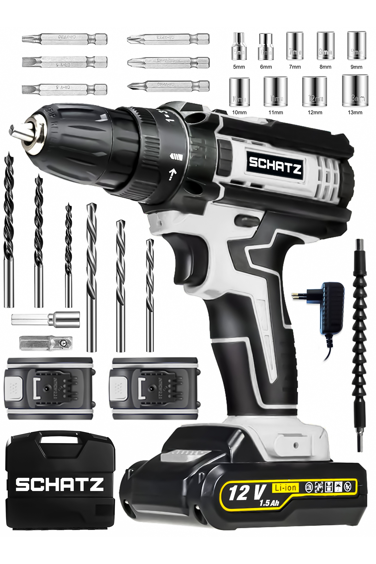 12v Darbeli Li-ion Çift Akülü Bakır Sargılı Şarjlı Vidalama Matkap 24 Parça Setli G320i486 - 2. görünüm
