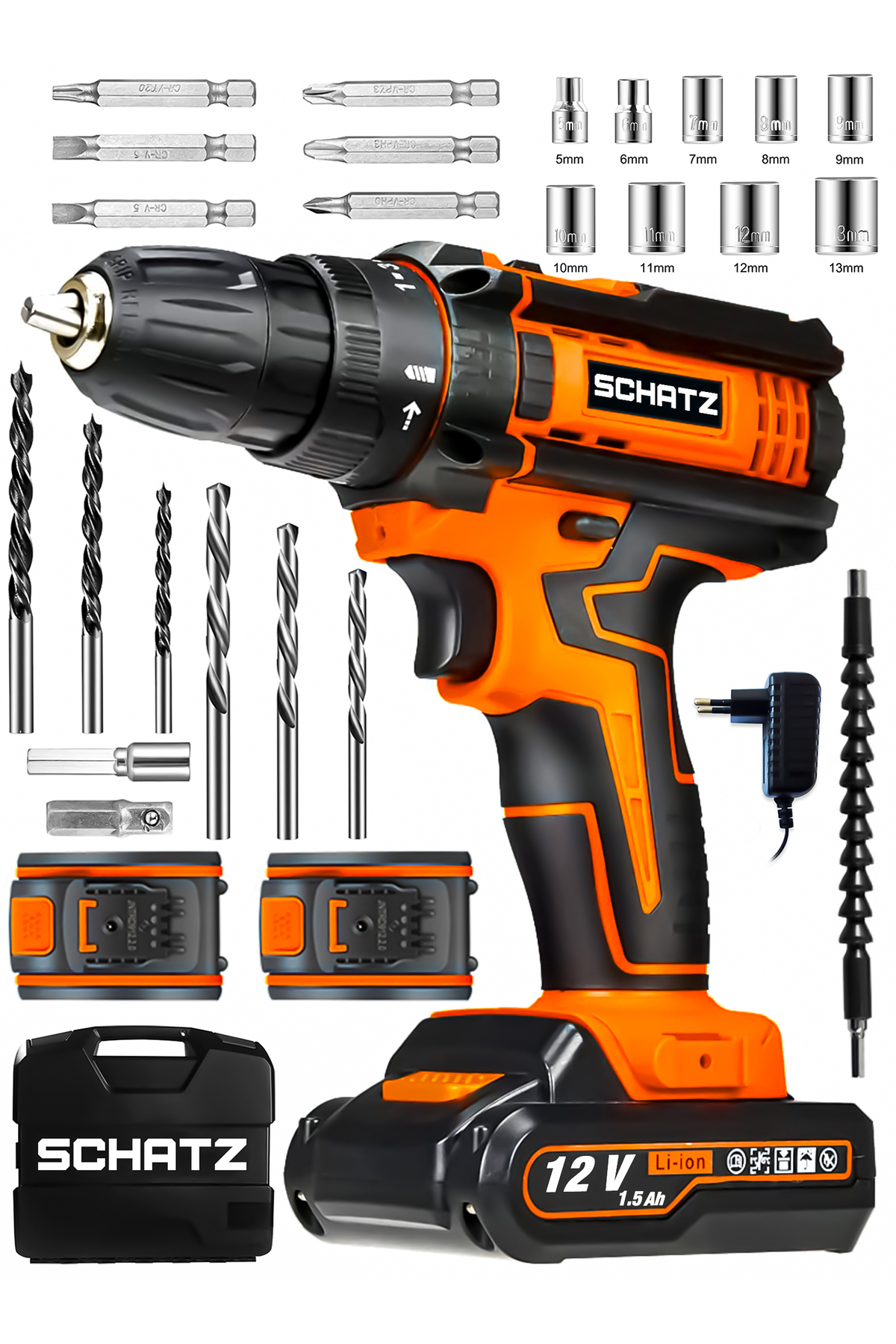12v Darbeli Li-ion Çift Akülü Bakır Sargılı Şarjlı Vidalama Matkap 24 Parça Setli T320i487 - 2. görünüm