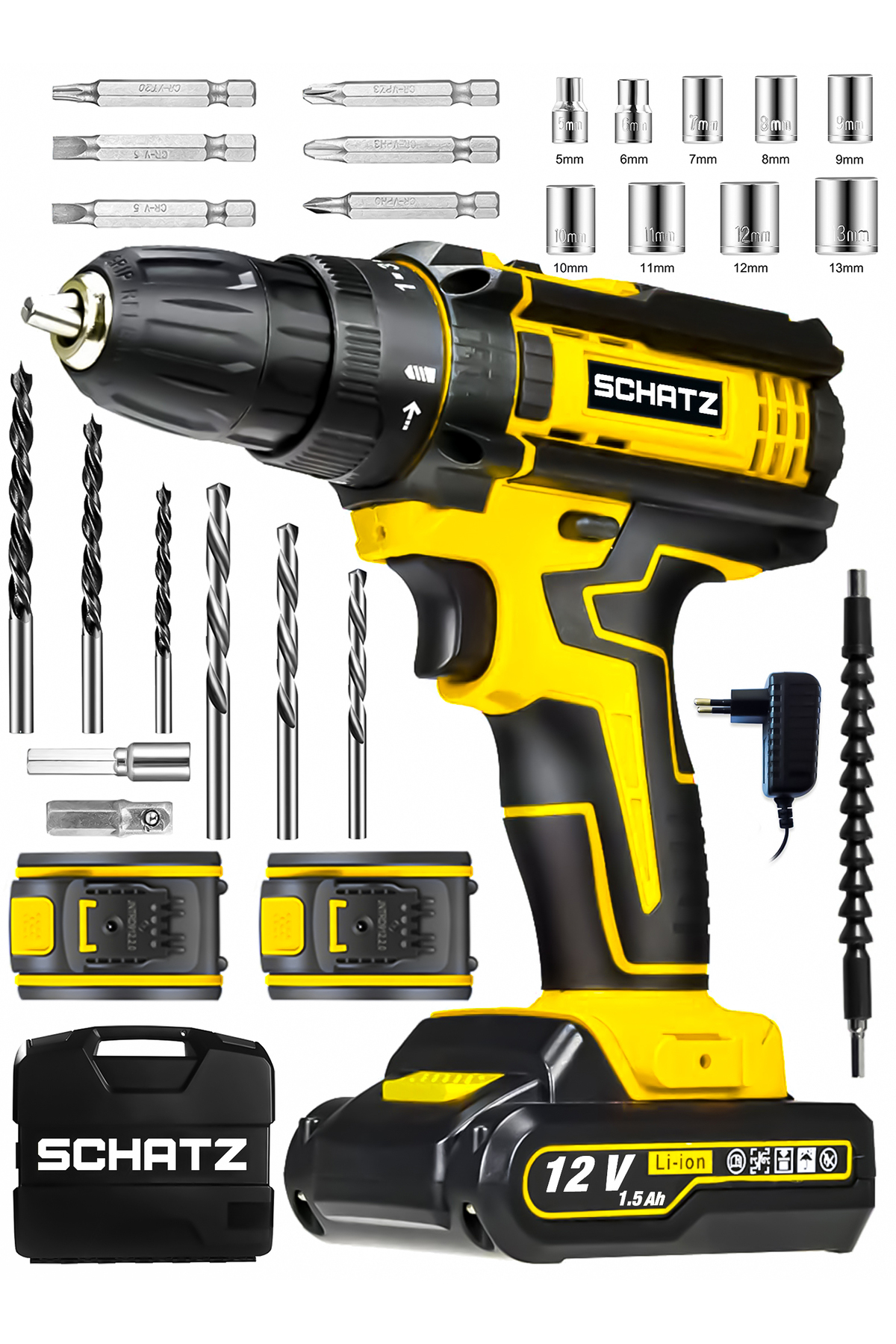 12v Darbeli Li-ion Çift Akülü Bakır Sargılı Şarjlı Vidalama Matkap 24 Parça Setli S320i488 - 2. görünüm